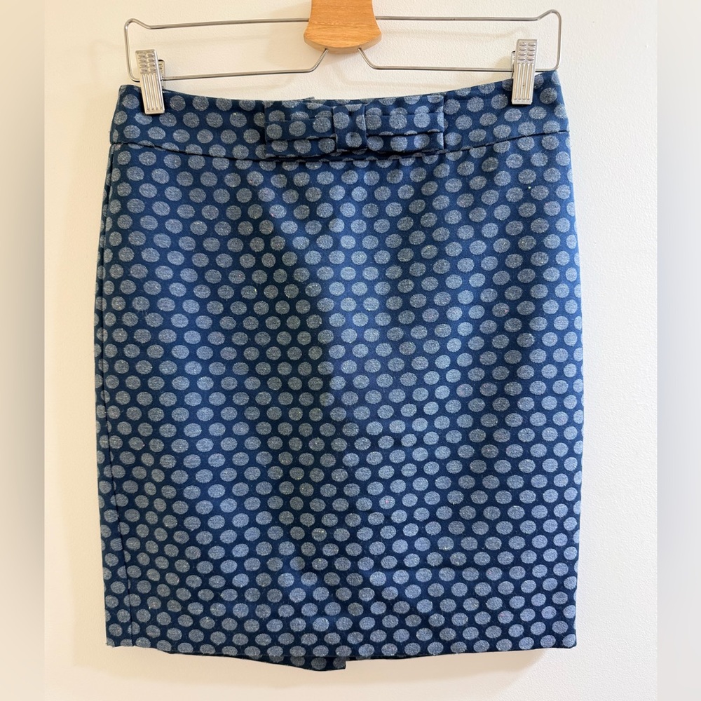 LOFT Blue Polka Dot Pencil Skirt Size 0